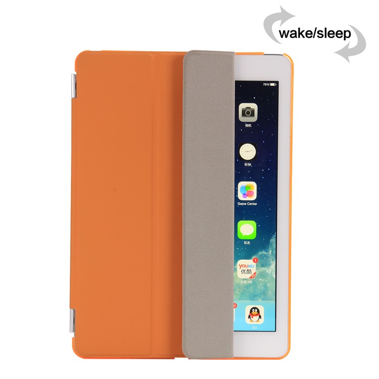 2-en-1 tri-Cubierta elegante del soporte del cuero + Caja plástica del compañero para el iPad 9.7 pulgadas(2017) - naranja-6