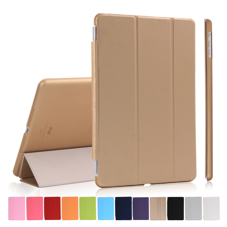 2-in-1 Tri-fold Stand Smart Leather Cover + Back Companion Shell for iPad 9.7 (2018) / 9.7 (2017) - Gold-1