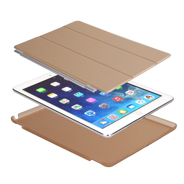 2-in-1 Tri-fold Stand Smart Leather Cover + Back Companion Shell for iPad 9.7 (2018) / 9.7 (2017) - Gold-4