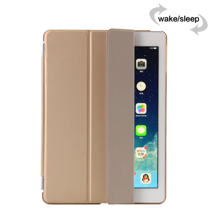 2-in-1 Tri-fold Stand Smart Leather Cover + Back Companion Shell for iPad 9.7 (2018) / 9.7 (2017) - Gold-5