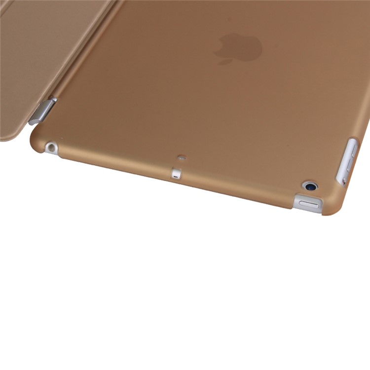 2-in-1 Tri-fold Stand Smart Leather Cover + Back Companion Shell for iPad 9.7 (2018) / 9.7 (2017) - Gold-7