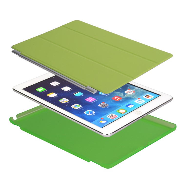 2-in-1 Tri-fold Smart Wake Sleep Leather Cover + PC Companion Case for iPad 9.7 (2018) / 9.7 (2017) - Green-5