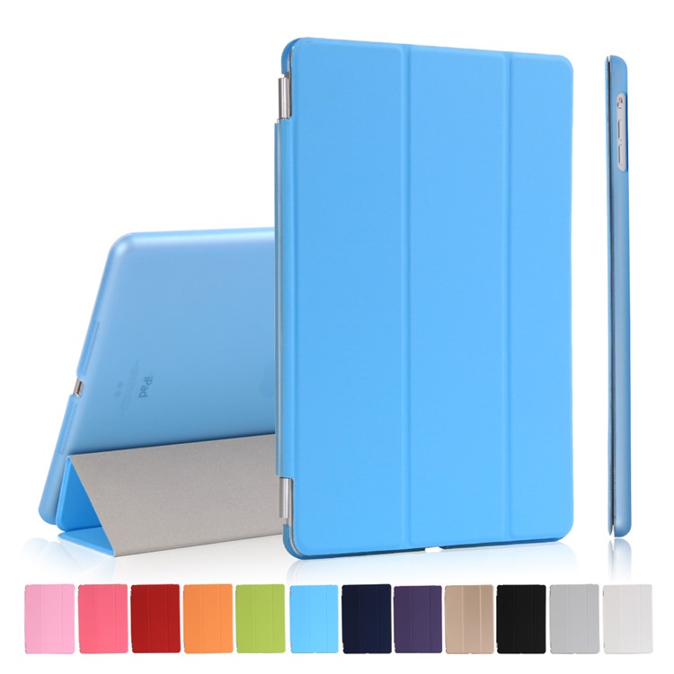 2-in-1 Tri-fold Stand Leather Smart Cover + PC Hard Back Case for iPad 9.7 (2018) / 9.7 (2017) - Baby Blue-1