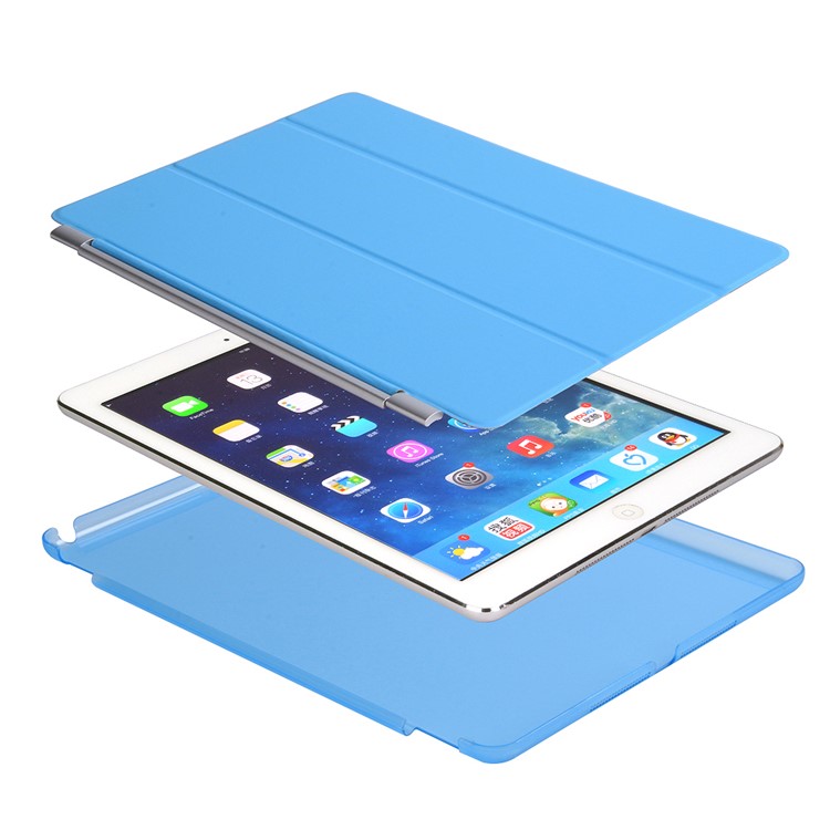 2-in-1 Tri-fold Stand Leather Smart Cover + PC Hard Back Case for iPad 9.7 (2018) / 9.7 (2017) - Baby Blue-5