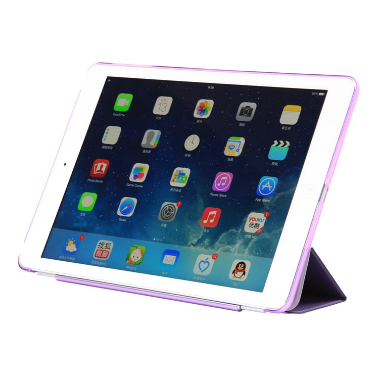 2-in-1 Tri-fold Smart Leather Front Cover + PC Companion Case for iPad 9.7 (2018) / 9.7 (2017) - Purple-2