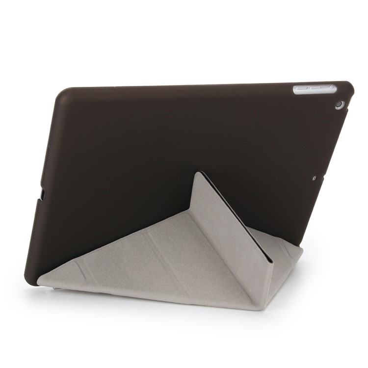 2-in-1 for iPad 9.7 (2018) / 9.7 (2017) Origami Stand Smart Leather Cover + Companion Plastic Case - Black-2