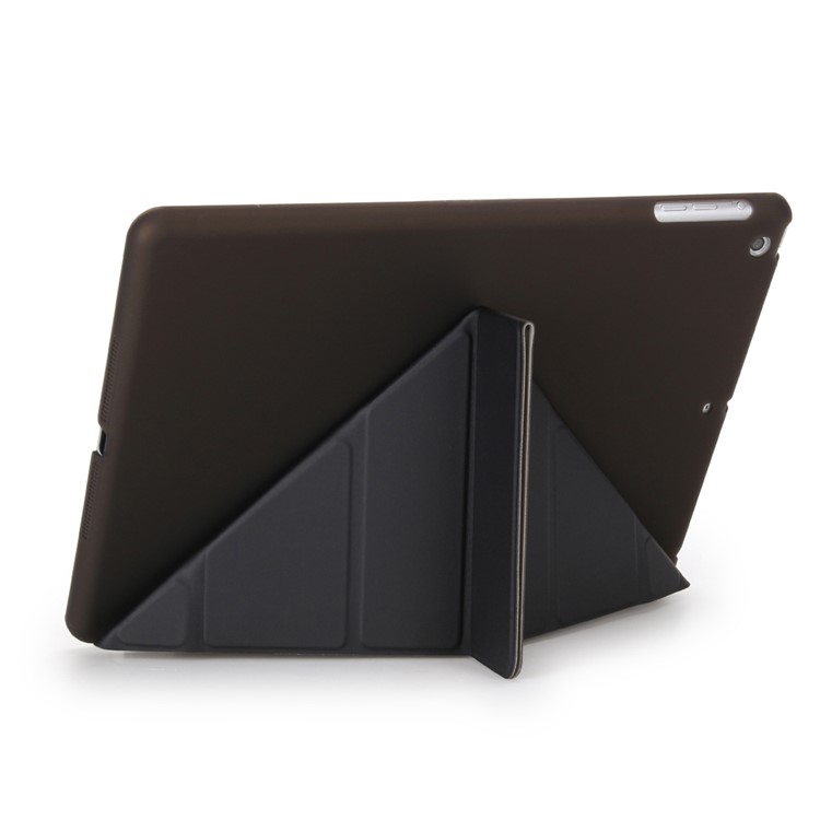 2-in-1 for iPad 9.7 (2018) / 9.7 (2017) Origami Stand Smart Leather Cover + Companion Plastic Case - Black-3