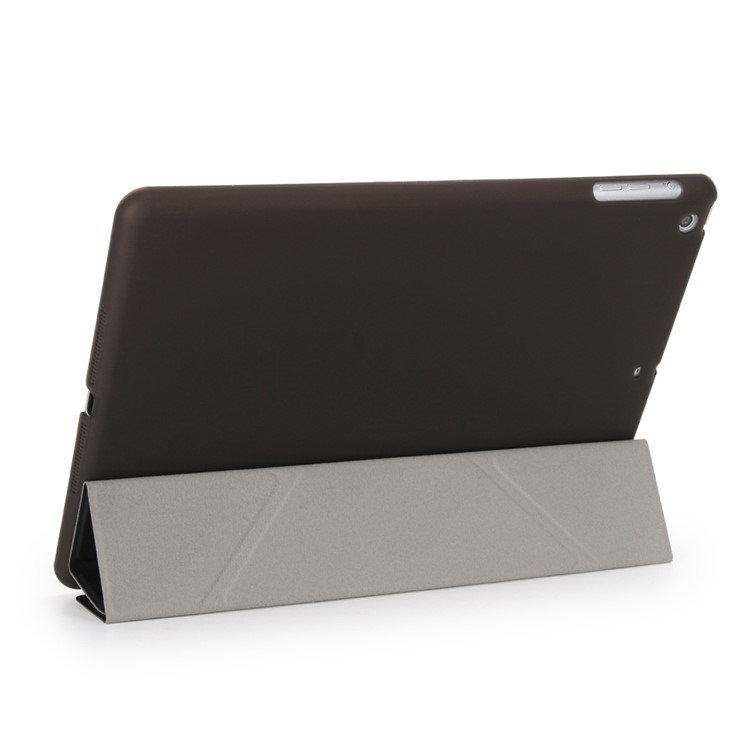2-in-1 for iPad 9.7 (2018) / 9.7 (2017) Origami Stand Smart Leather Cover + Companion Plastic Case - Black-4