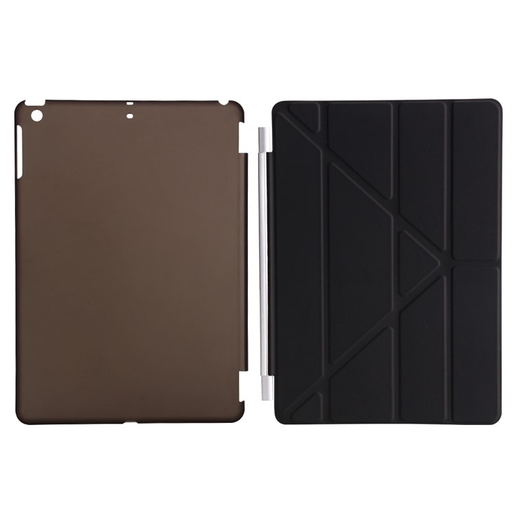2-in-1 for iPad 9.7 (2018) / 9.7 (2017) Origami Stand Smart Leather Cover + Companion Plastic Case - Black-7