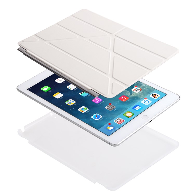 2-в-1 Оригами Стенд смарт-кожаный чехол + Компаньон трудный случай для IPad 9,7 дюйма (2017) - Белый-5