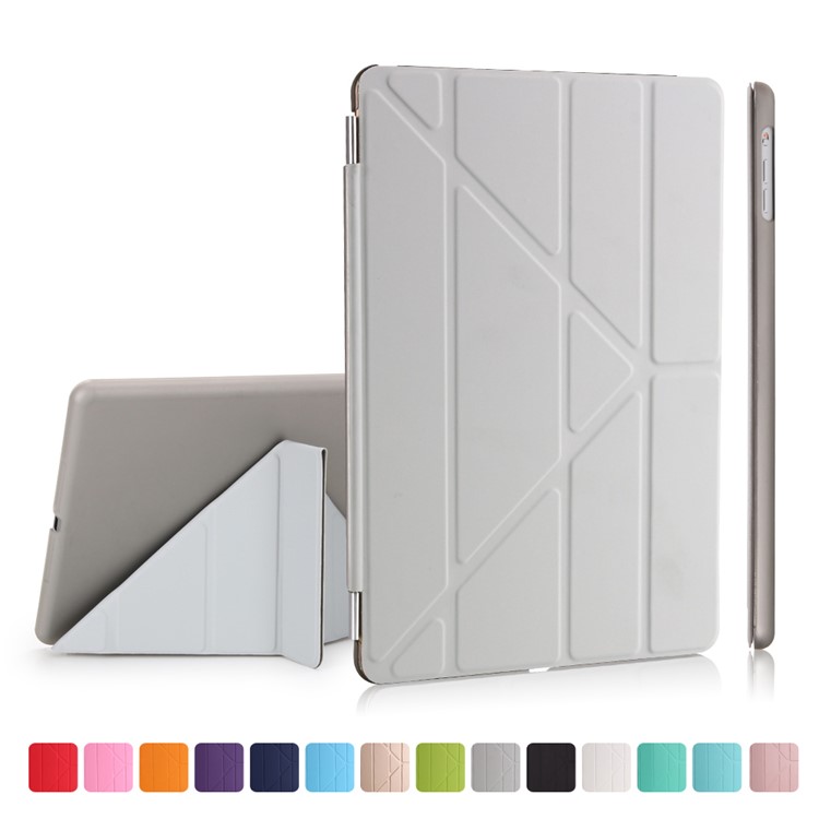 2-in-1 Origami Stand Smart Leather Cover with PC Companion Case for iPad 9.7 (2018) / 9.7 (2017) - Grey-1