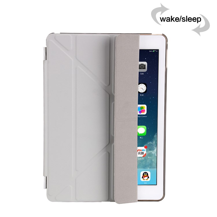 2-in-1 Origami Stand Smart Leather Cover with PC Companion Case for iPad 9.7 (2018) / 9.7 (2017) - Grey-6