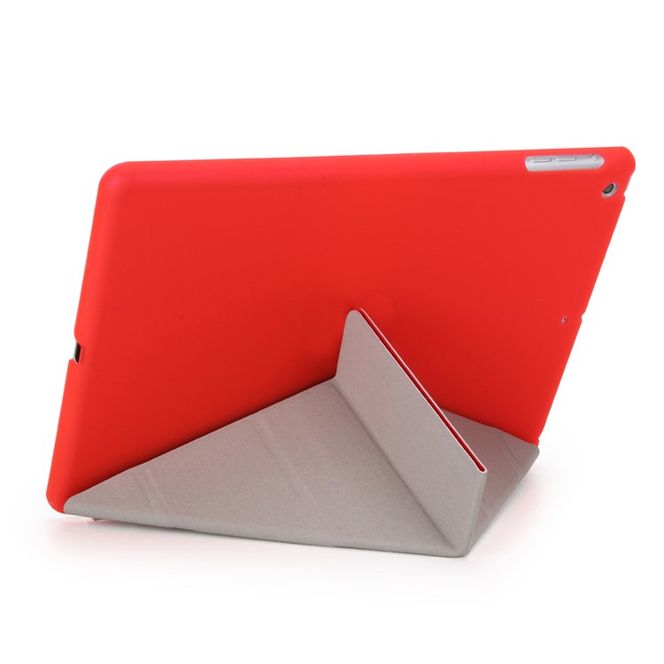 2-in-1 Origami Stand Leather Smart Cover + Companion PC Shell for iPad 9.7 (2018) / 9.7 (2017) - Red-2