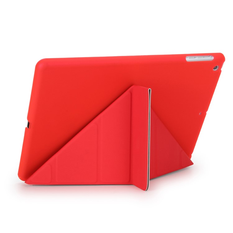 2-in-1 Origami Stand Leather Smart Cover + Companion PC Shell for iPad 9.7 (2018) / 9.7 (2017) - Red-3