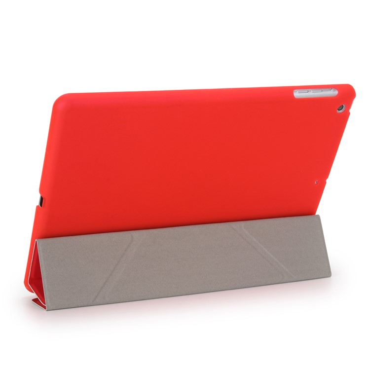 2-in-1 Origami Stand Leather Smart Cover + Companion PC Shell for iPad 9.7 (2018) / 9.7 (2017) - Red-4