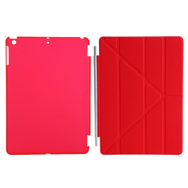 2-in-1 Origami Stand Leather Smart Cover + Companion PC Shell for iPad 9.7 (2018) / 9.7 (2017) - Red-7