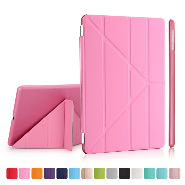Per iPad 9,7 pollici (2017) 2 in 1 Custodia in pelle Smart copertura + PC Companion in pelle Origami - Rosa-1