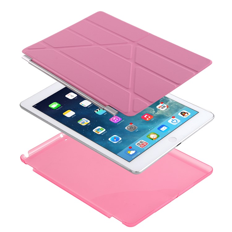 Per iPad 9,7 pollici (2017) 2 in 1 Custodia in pelle Smart copertura + PC Companion in pelle Origami - Rosa-5