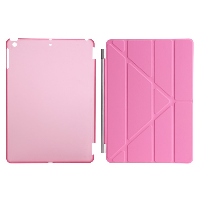 Per iPad 9,7 pollici (2017) 2 in 1 Custodia in pelle Smart copertura + PC Companion in pelle Origami - Rosa-7