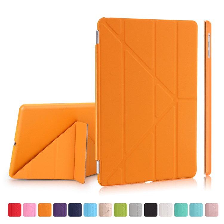 2-fra-1 Copertura Origami Smart Leather Stand + Companion PC Case per iPad da 9,7 pollici(2017) - arancia-1