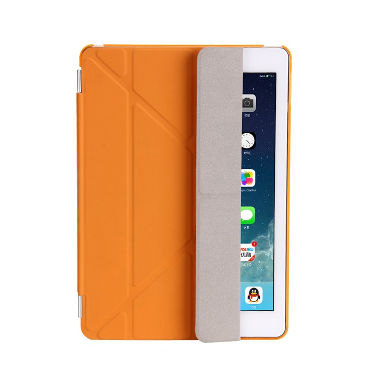 2-fra-1 Copertura Origami Smart Leather Stand + Companion PC Case per iPad da 9,7 pollici(2017) - arancia-6