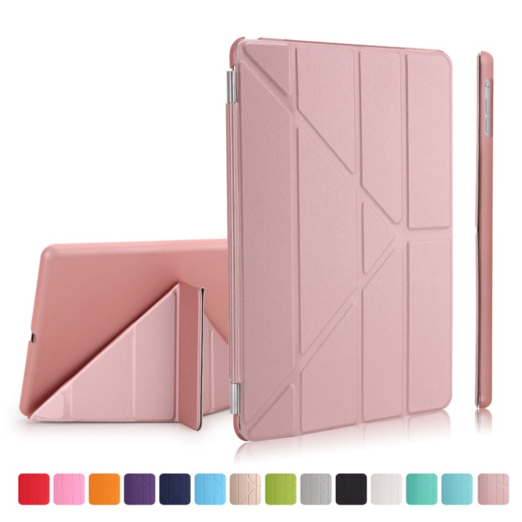 2-in-1 Origami Stand Smart Leather Cover + PC Back Shell Case for iPad 9.7 (2018) / 9.7 (2017) - Rose Gold-1