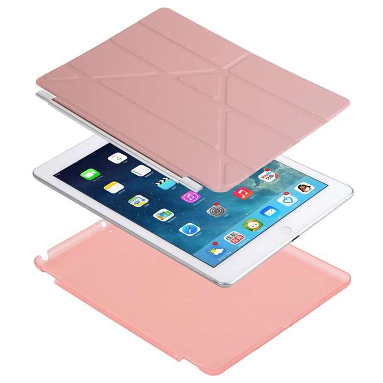 2-in-1 Origami Stand Smart Leather Cover + PC Back Shell Case for iPad 9.7 (2018) / 9.7 (2017) - Rose Gold-5