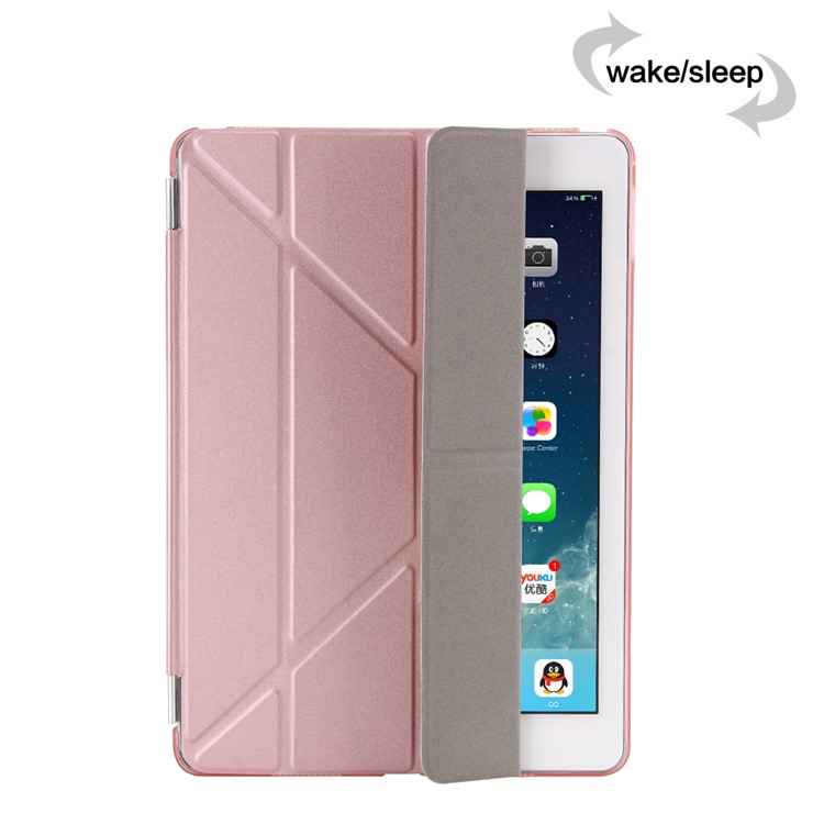 2-in-1 Origami Stand Smart Leather Cover + PC Back Shell Case for iPad 9.7 (2018) / 9.7 (2017) - Rose Gold-6