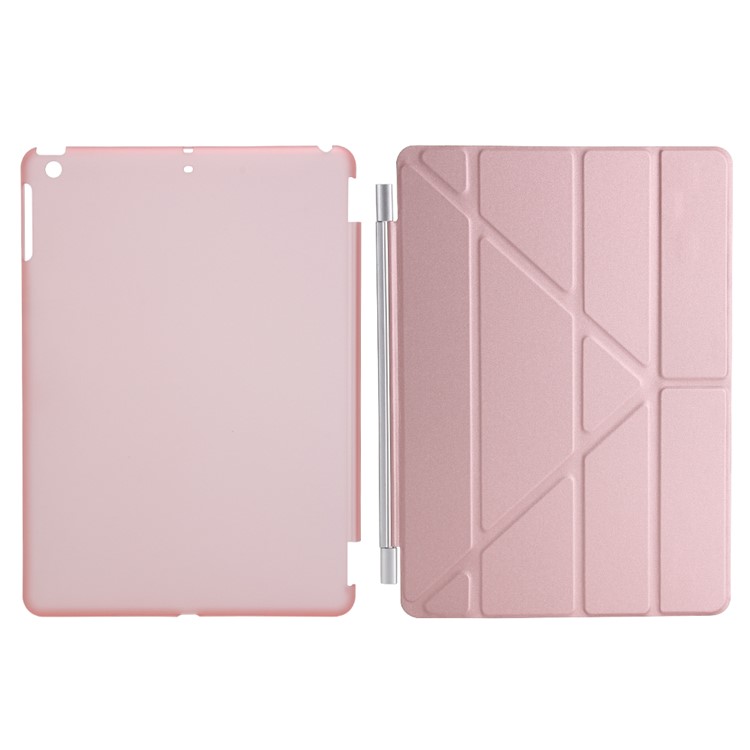 2-in-1 Origami Stand Smart Leather Cover + PC Back Shell Case for iPad 9.7 (2018) / 9.7 (2017) - Rose Gold-7