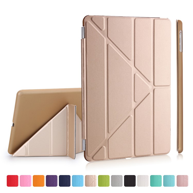 Detachable 2-in-1 Origami Stand Leather Smart Cover + Companion Case for iPad 9.7 (2018) / 9.7 (2017) - Gold-1