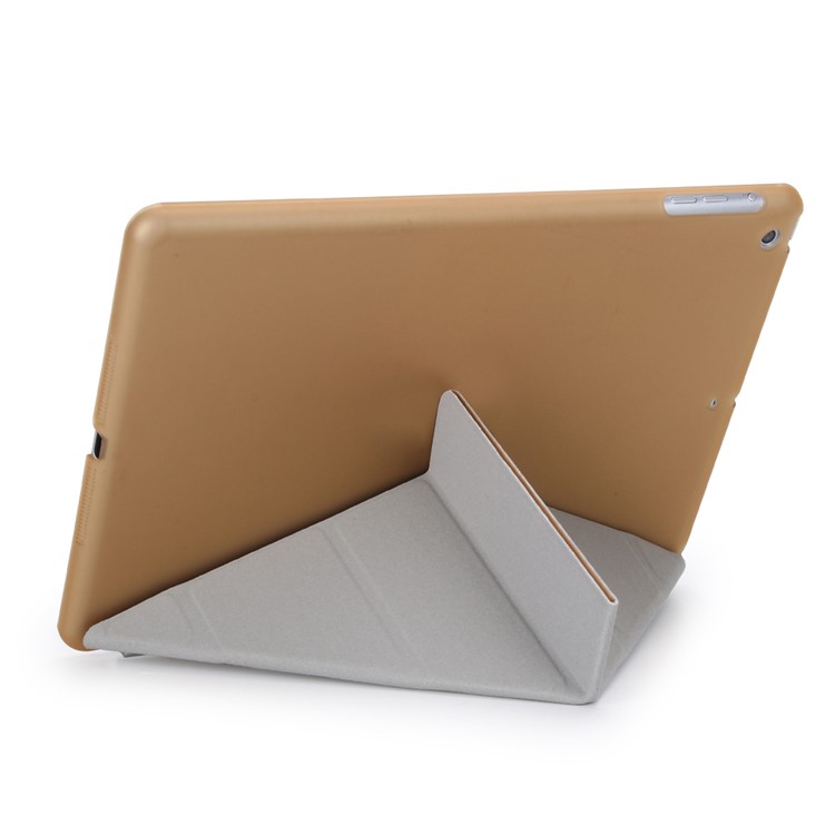 Detachable 2-in-1 Origami Stand Leather Smart Cover + Companion Case for iPad 9.7 (2018) / 9.7 (2017) - Gold-2