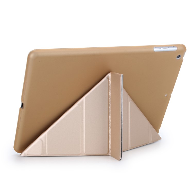 Detachable 2-in-1 Origami Stand Leather Smart Cover + Companion Case for iPad 9.7 (2018) / 9.7 (2017) - Gold-3
