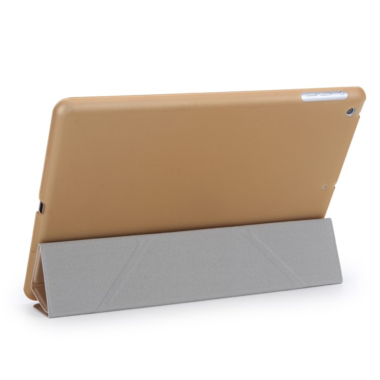 Detachable 2-in-1 Origami Stand Leather Smart Cover + Companion Case for iPad 9.7 (2018) / 9.7 (2017) - Gold-4