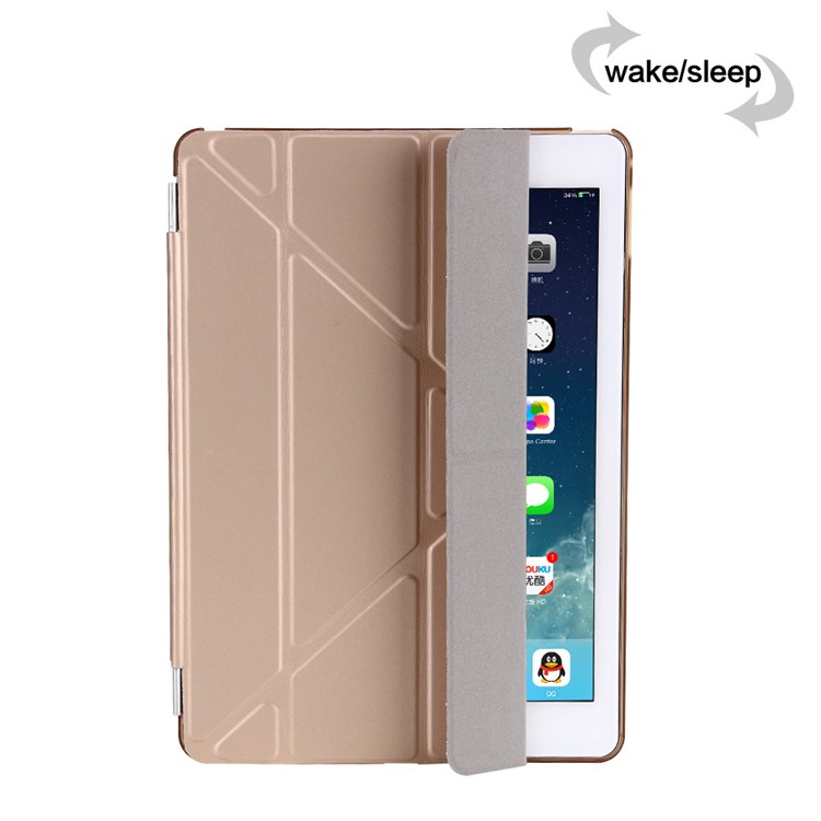 Detachable 2-in-1 Origami Stand Leather Smart Cover + Companion Case for iPad 9.7 (2018) / 9.7 (2017) - Gold-6