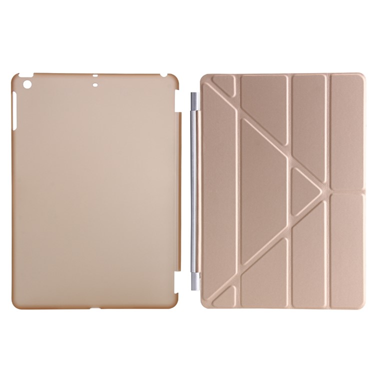 Detachable 2-in-1 Origami Stand Leather Smart Cover + Companion Case for iPad 9.7 (2018) / 9.7 (2017) - Gold-7