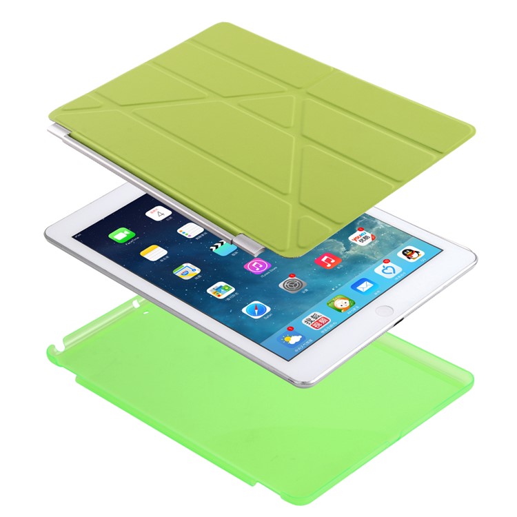 2-fra-1 custodia PC Companion + Origami Stand Smart Leather copertura per iPad da 9,7 pollici(2017) - verde-5