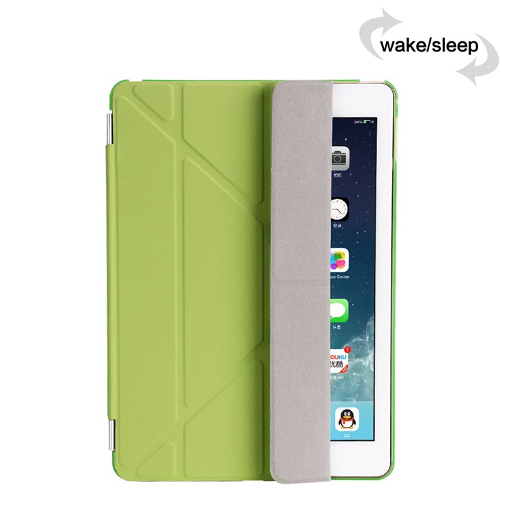 2-fra-1 custodia PC Companion + Origami Stand Smart Leather copertura per iPad da 9,7 pollici(2017) - verde-6