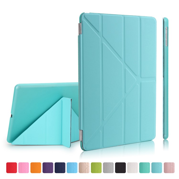 2-in-1 PC Companion Shell + Origami Stand Smart Leather Cover for iPad 9.7 (2018) / 9.7 (2017) - Jewelry Blue-1
