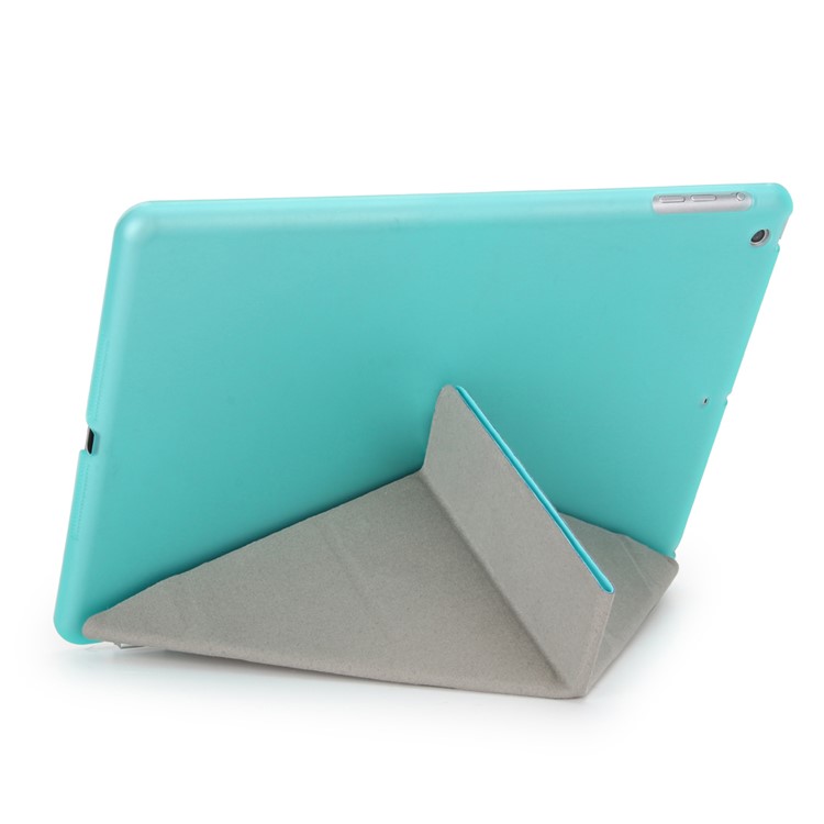 2-in-1 PC Companion Shell + Origami Stand Smart Leather Cover for iPad 9.7 (2018) / 9.7 (2017) - Jewelry Blue-2