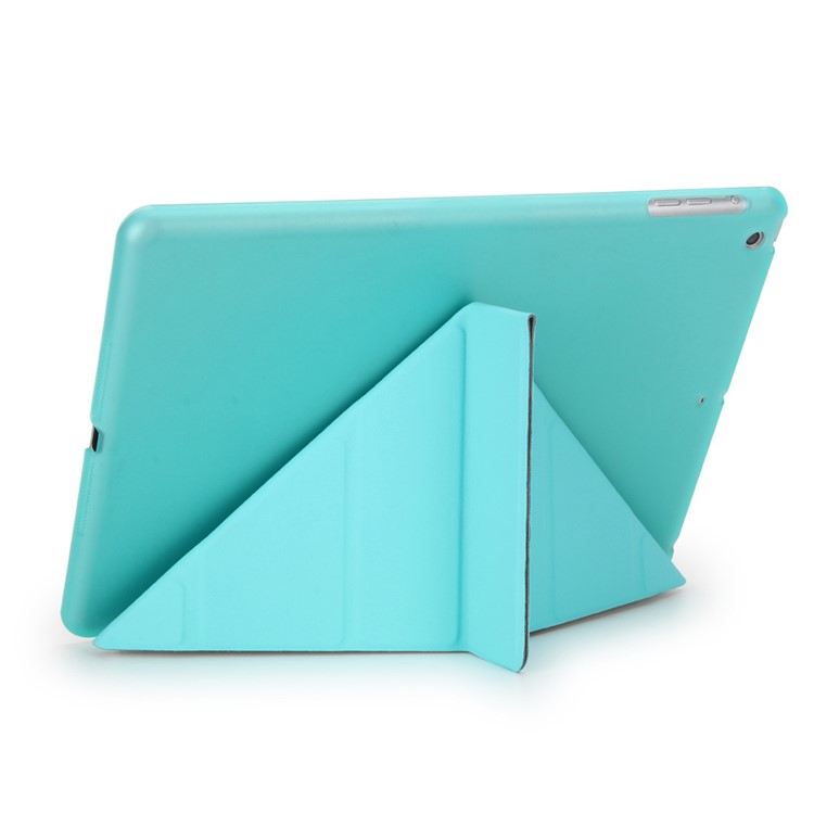 2-in-1 PC Companion Shell + Origami Stand Smart Leather Cover for iPad 9.7 (2018) / 9.7 (2017) - Jewelry Blue-3