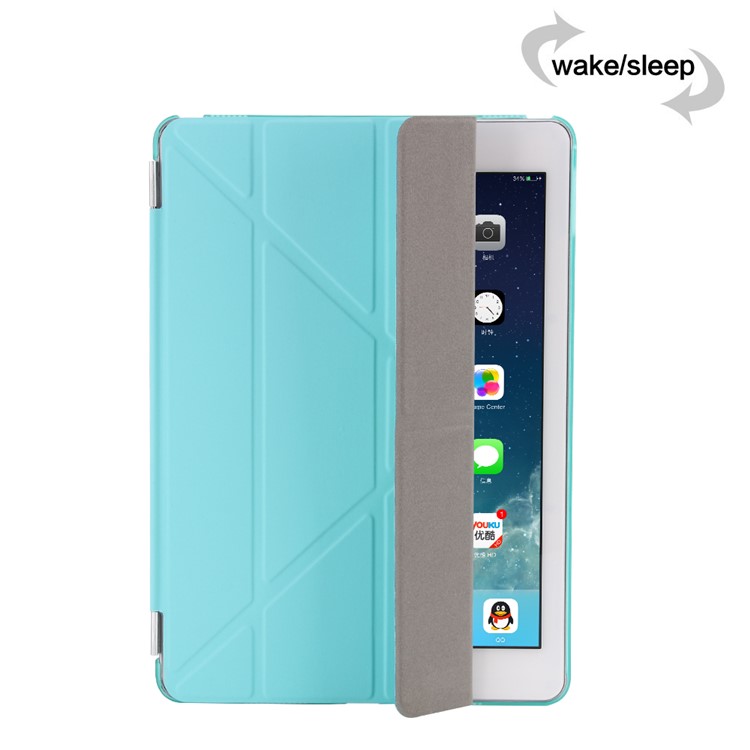 2-in-1 PC Companion Shell + Origami Stand Smart Leather Cover for iPad 9.7 (2018) / 9.7 (2017) - Jewelry Blue-6