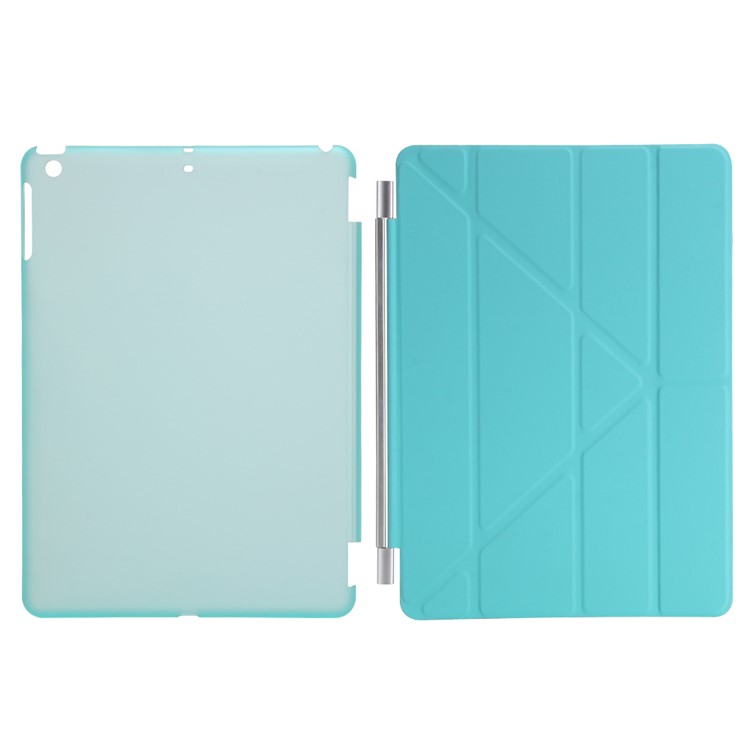 2-in-1 PC Companion Shell + Origami Stand Smart Leather Cover for iPad 9.7 (2018) / 9.7 (2017) - Jewelry Blue-7