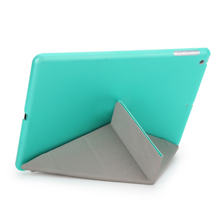 2-in-1 Origami Stand Smart Leather Tablet Cover + Companion PC Case for iPad 9.7 (2018) / 9.7 (2017) - Cyan-2