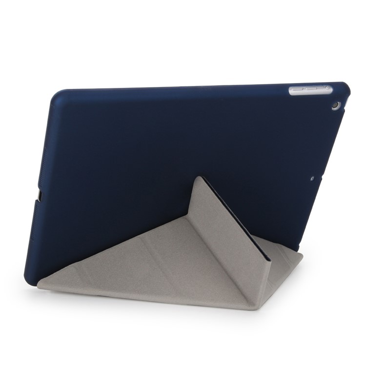 2-in-1 Origami Smart Sleep Leather Cover + Companion PC Case for iPad 9.7 (2018) / 9.7 (2017) - Dark Blue-2