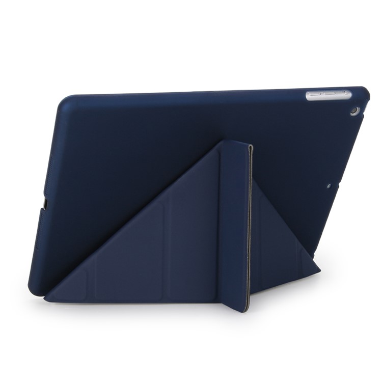 2-in-1 Origami Smart Sleep Leather Cover + Companion PC Case for iPad 9.7 (2018) / 9.7 (2017) - Dark Blue-3