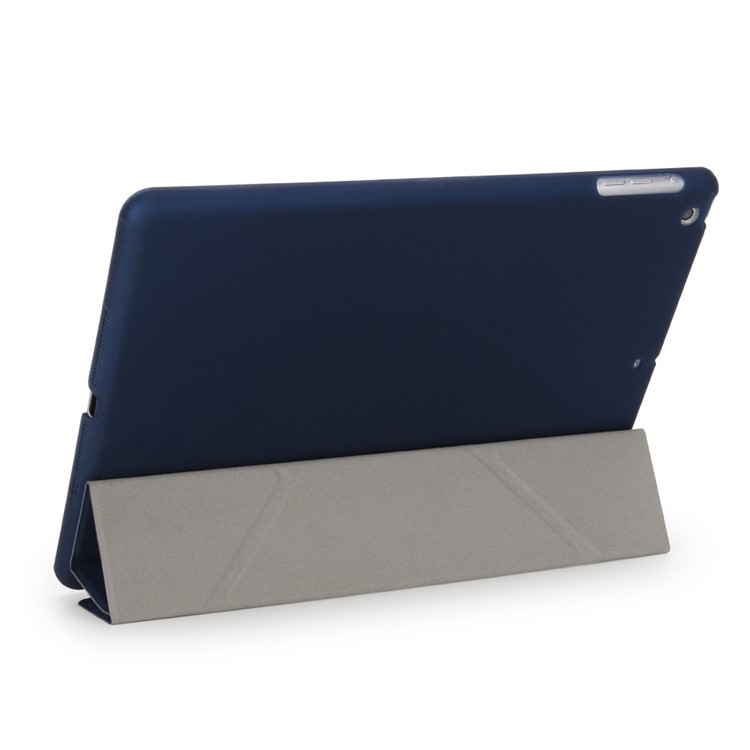 2-in-1 Origami Smart Sleep Leather Cover + Companion PC Case for iPad 9.7 (2018) / 9.7 (2017) - Dark Blue-4