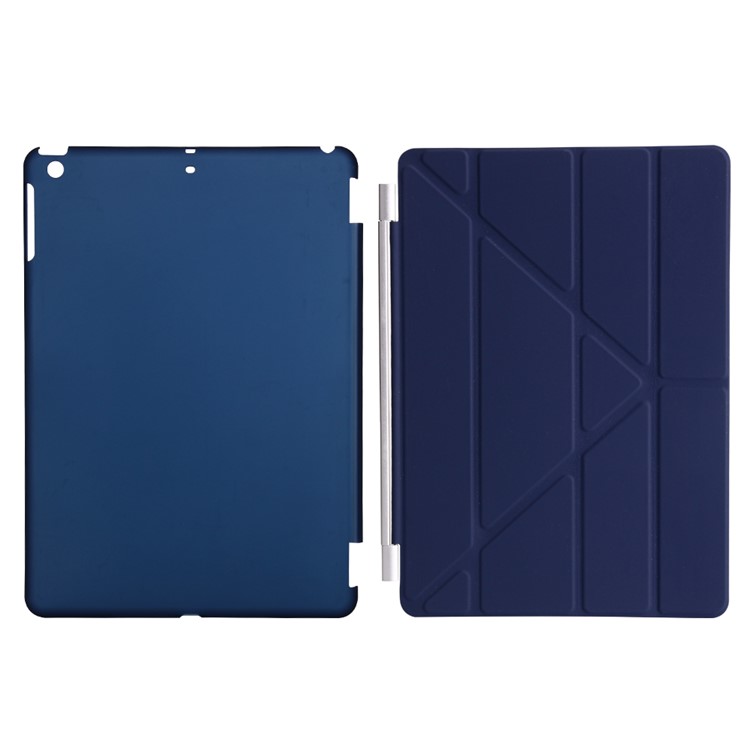 2-in-1 Origami Smart Sleep Leather Cover + Companion PC Case for iPad 9.7 (2018) / 9.7 (2017) - Dark Blue-7