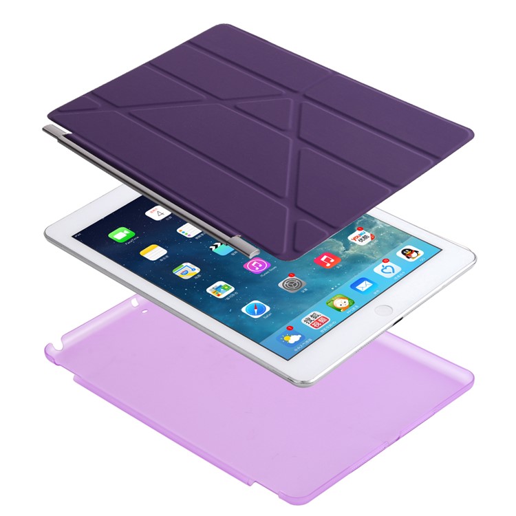 2-in-1 Origami Smart Leather Cover Stand + PC Companion Case for iPad 9.7 (2018) / 9.7 (2017) - Purple-5