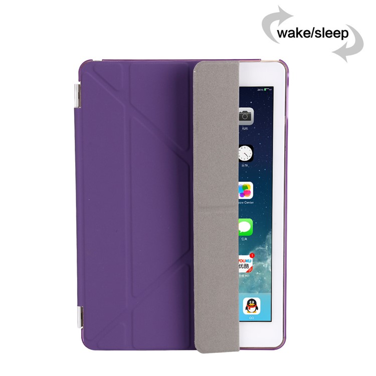 2-in-1 Origami Smart Leather Cover Stand + PC Companion Case for iPad 9.7 (2018) / 9.7 (2017) - Purple-6