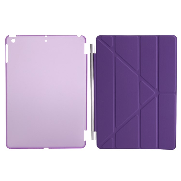 2-in-1 Origami Smart Leather Cover Stand + PC Companion Case for iPad 9.7 (2018) / 9.7 (2017) - Purple-7